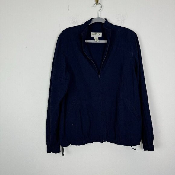 ORVIS Women's Blue Textured Full Zip Seersucker Lightweight Jacket Size M - Picture 1 of 5